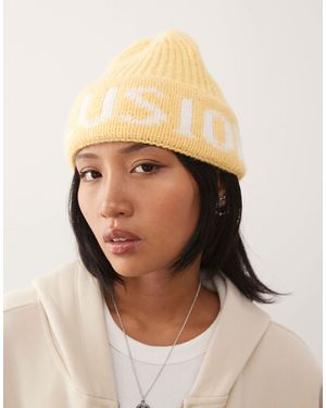 Collusion Fluffy Logo Beanie - Natural