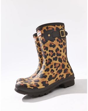 HUNTER Original Short Leopard Boot - Brown