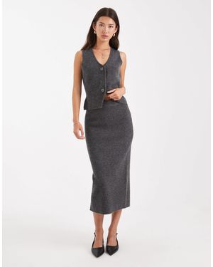 Vero Moda Soft Knit Midi Skirt - Grey