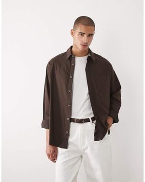 ASOS Oversized Shirt With Workwear Pockets - Brown