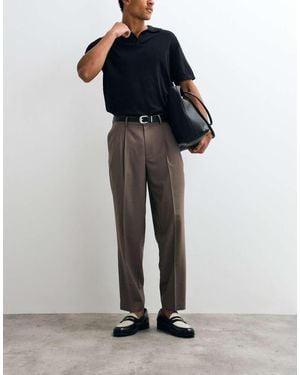 ASOS Summer Wool Oversized Tapered Pleated Trousers - Blue