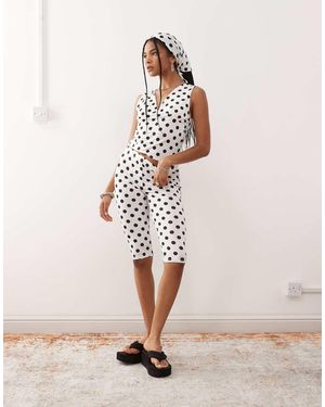 Reclaimed Vintage Polka Dot Print Capri Trouser Co-ord - Natural