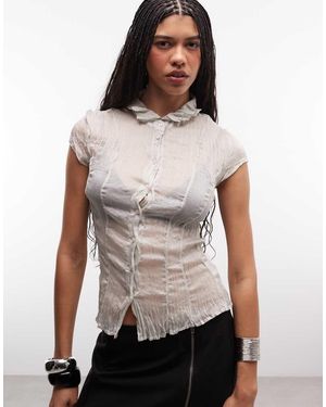 Weekday Chiffon Crinkle Shirt - White