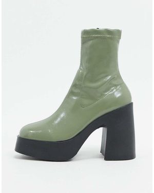 ASOS Elsie High Heeled Sock Boot - Green