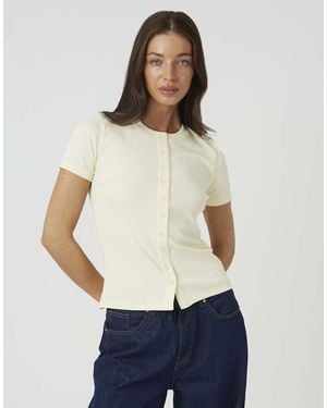 Brave Soul Cotton Rich Short Sleeve Button Down Top - White