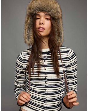 Bershka Faux Fur Beanie - Grey