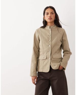 ASOS Denim Collar Detail Jacket - Natural