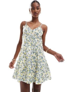 ONLY Vestito Corto Con Spalline Sottili E Stampa Di Limoni Allacciato Sul Retro - Bianco