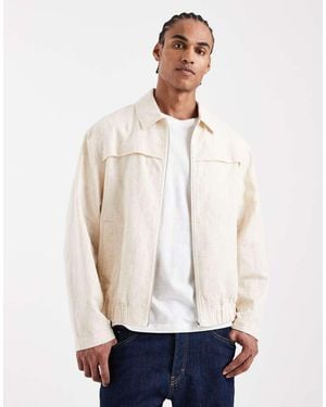 ASOS Textured Cotton Harrington Jacket - White