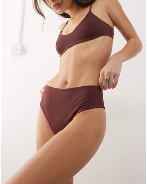 Weekday Mix & Match High Waist Bikini Bottoms - Brown
