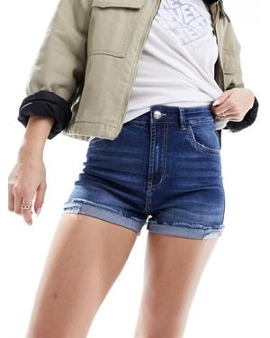 Pimkie Pantaloncini Di Jeans Medio Con Risvolto - Blu