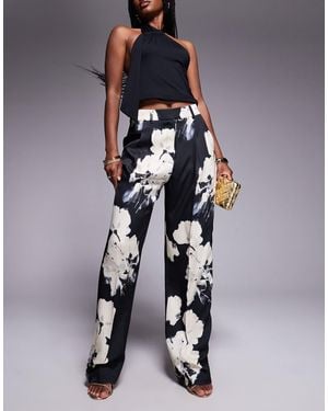 ASOS Tailored Satin Wide Leg Pants - Blue