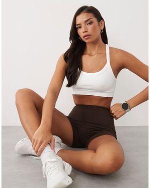 4505 Nahtloser baby-rib racerback-sport-bh mit verstellbaren trägern - Schwarz