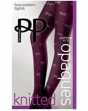 Pretty Polly Bow Pattern Tights - Blue