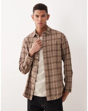 SELECTED Checked Long Sleeved Shirt - Brown