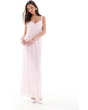 Pretty Lavish Vestido Largo Rosa Peonía Con Volante En Forma De Corazón De