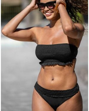 Pour Moi Free Spirit Frill Waist Bikini Bottoms - Black