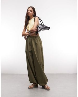 ASOS Asos Design Tall Cotton Nylon Blend Pull On Balloon Pants - Green