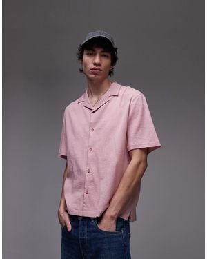 TOPMAN Chemise effet froissé à manches courtes - Rose
