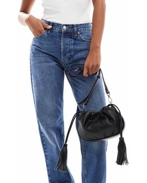 PASQ Ruched Detail Drawstring Crossbody Bag - Blue