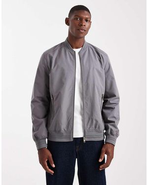 Threadbare Chaqueta Bomber Con Cremallera Delantera Y Bolsillos De - Gris