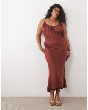 ASOS Asos Design Curve Scoop Neck Bias Cut Midaxi Dress - Red