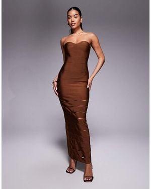 ASOS Bandage Bandeau Midi Dress With Cut Outs - Brown