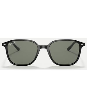 Ray-Ban Gafas De Sol Negras Cuadradas Con Lentes Verdes Polarizadas Leonard De - Negro