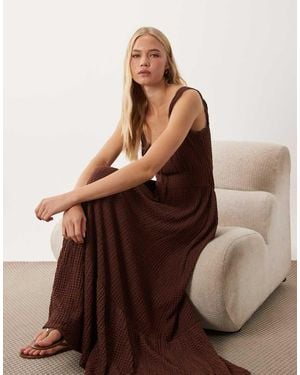 Miss Selfridge Shirred Detail Maxi Dress - Brown