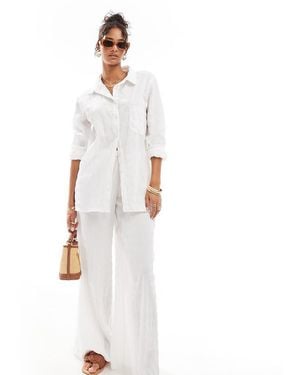 esmé studios Esmee Exclusive Textured Oversized Beach Shirt Co-Ord - White