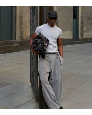 Bershka Tall Pleated baggy Trousers - Black