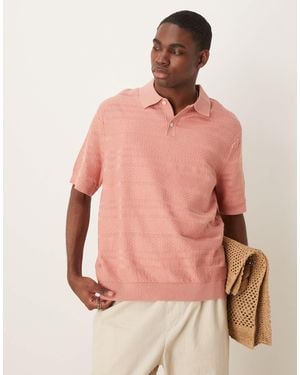 SELECTED Knitted Texture Polo - Pink