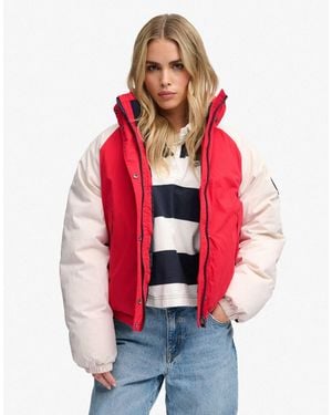 Superdry Wattierte shelljacke aus baumwolle - Rot