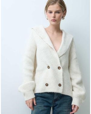 ASOS Cardigan Lavorato A Maglia Con Collo Sciallato Color Crema - Bianco