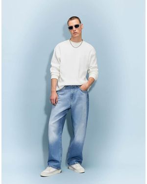 River Island Baggy Fit Washed Jeans - Blue