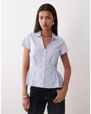 Gina Tricot Cotton Rich Cinched Waist Crinkle Blouse - White