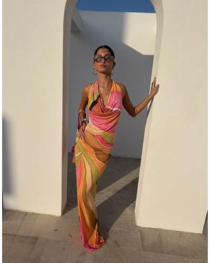 Never Fully Dressed Petite Sabine Slinky Cowl Neck Maxi Dress - Multicolour