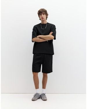 Pull&Bear Interlock Jogger Bermuda Shorts - Black