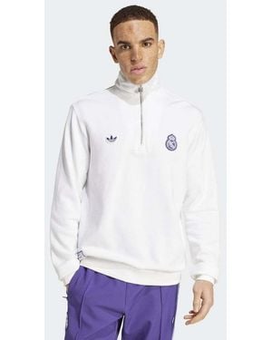 adidas Originals Real Madrid Terrace Icons Half-Zip Top - White