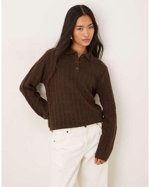 Motel Jersey Con Cuello De Solapas De Punto Dalina De - Marrón