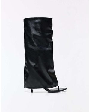 Bershka Thong Heeled Sandals - Black