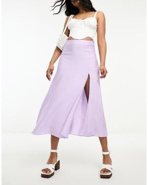 Mango Side Split Midi Skirt - Purple