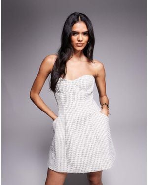 Bardot Florine Boucle Strapless Tailored Mini Dress - Grey