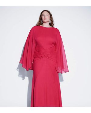ASOS Asos Design Curve Lange Maxi-Jurk Met Vlindermouwen En Gerimpelde Taille - Rood