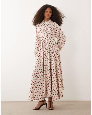 Iyal Collar Detail Button Through Maxi Dress - White