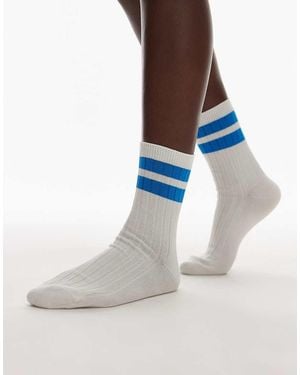 & Other Stories Ribbed Socks With Blue Contrast Cuffs