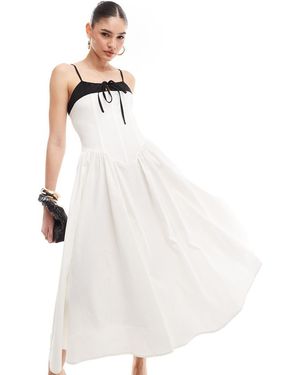 Extro & Vert Corset Top Pleated Midi Dress - White