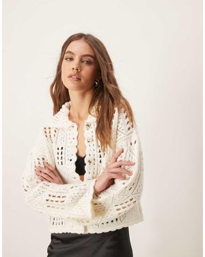 Nobody's Child Cardigan Con Bottoni All'Uncinetto Color Crema - Neutro
