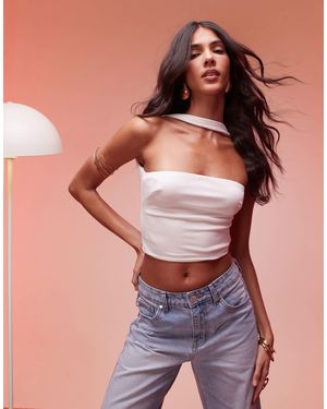Oh Polly Khai Choker-detail Bandeau Top - White