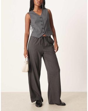 Jdy Tie Detail Wide Leg Trousers - Grey